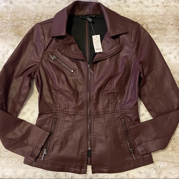 White House Black Market Jackets & Blazers - NWT White House Black Market Moto Jacket Size 2P Feax Leather